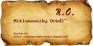 Miklusovszky Orbó névjegykártya